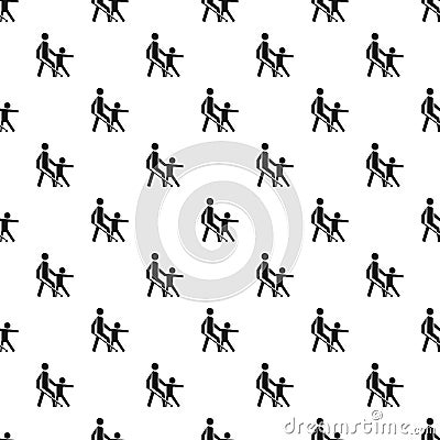 Kid guide blind man pattern seamless vector Vector Illustration