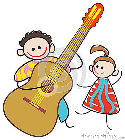 Kid guitarist Vector Illustration