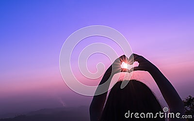 Kid hands show heart symbol shaped, Feelings concept Stock Photo