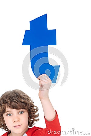 Kid holding alphabet letter Stock Photo