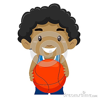 Kid Holding a Ball Vector Illustration