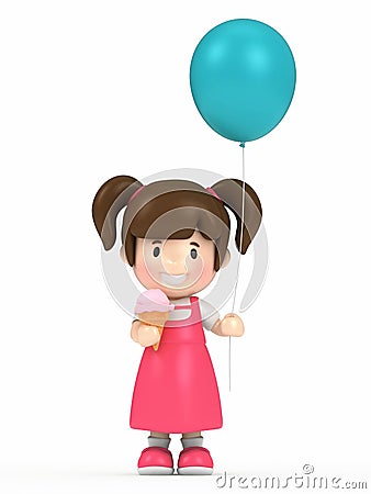 Kid holding balloon Stock Photo