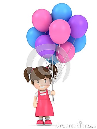 Kid holding balloons Stock Photo