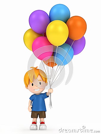 Kid holding balloons Stock Photo