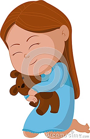 Kid hug bear Vector Illustration