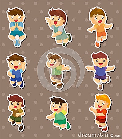 Kid jump stickers Vector Illustration