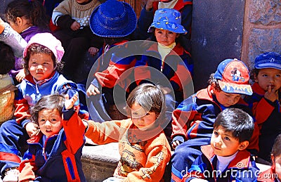Kid of kindergarten in Cusco Editorial Stock Photo