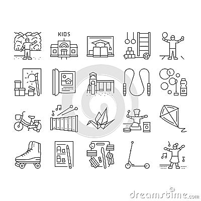 kid leisure child fun happy icons set vector Vector Illustration