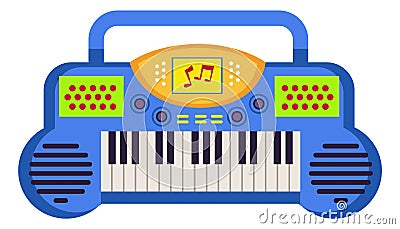 Kid music keyboard. Electric piano. Child synthesizer Vector Illustration