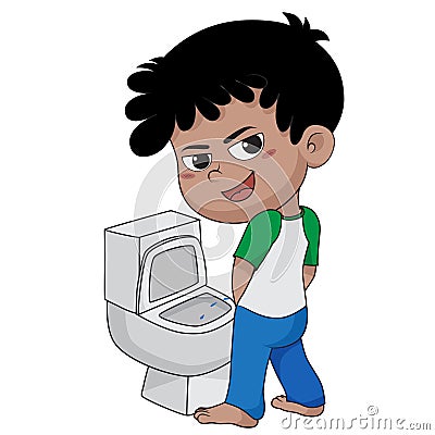 Kid peeing.vector and illustration. Vector Illustration