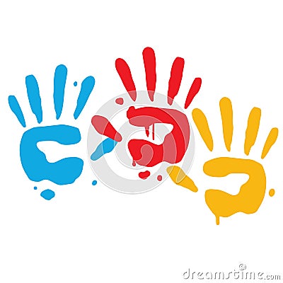 Kid Playful Hand Prints Vector Vector Illustration