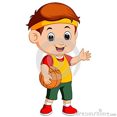 Kid playing basketball Vector Illustration