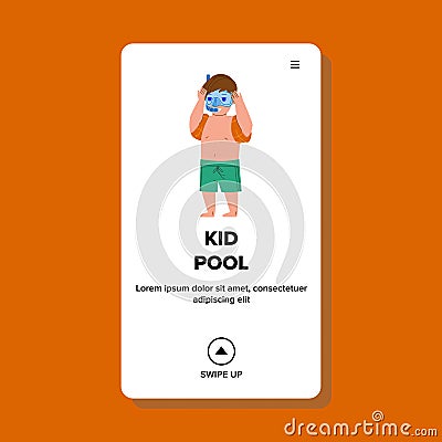 In Kid Pool Resting Small Boy In Swimwear Vector Vector Illustration