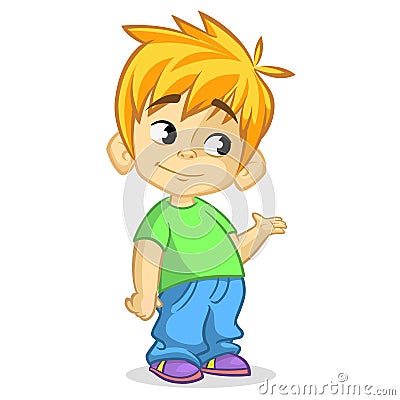 Pretty little boy cartoon illustration Vector Illustration