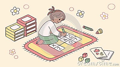 Kid reading rhyming words, classroom learn, literacy skill, word recognition vector design Generative AI Vector Illustration