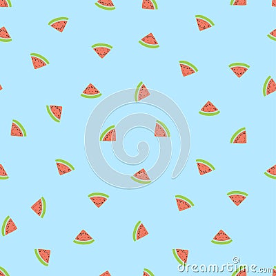 Kid`s seamless pattern. Smiling watermelon. Exotic fruit fashion print. Design elements for baby textile or clothes. Hand drawn Vector Illustration