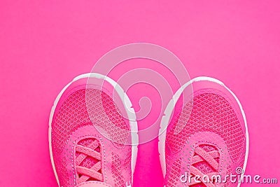 Kid s sport shoes. Isolated on pink background with clipping path.pair of blue and white sneakers on pink. kids fashion Stock Photo
