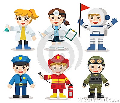 Kid Set of different professions. Vector Illustration