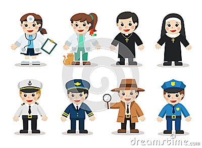 Kid Set of different professions. Vector Illustration