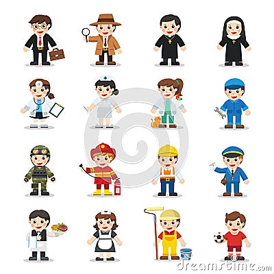 Kid Set of different professions. Vector Illustration