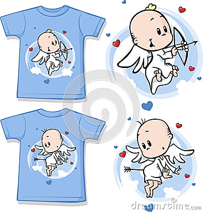 Kid shirt with cute angel printed Vector Illustration