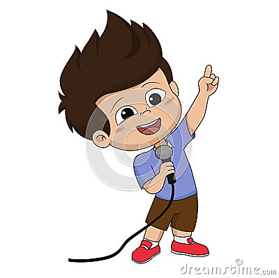 Kid sing a song.vector and illustration. Vector Illustration