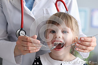 Kid at stomatologist office Stock Photo