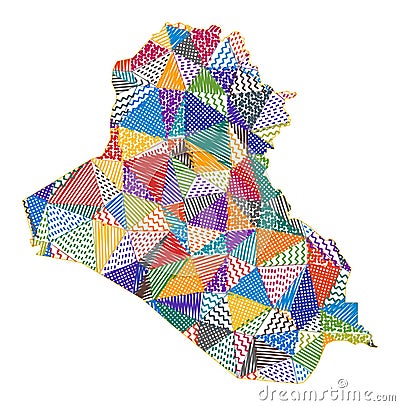 Kid style map of Republic of Iraq. Vector Illustration