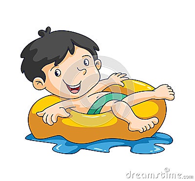 Kid swim Vector Illustration