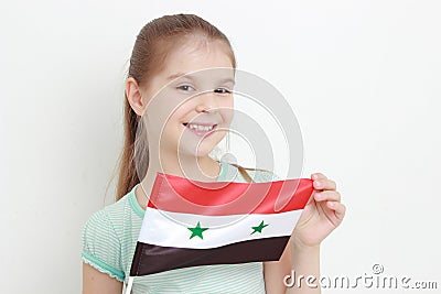 Kid and Syria flag Stock Photo