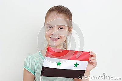 Kid and Syria flag Stock Photo