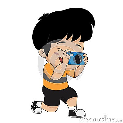 Kid take a photo Vector Illustration