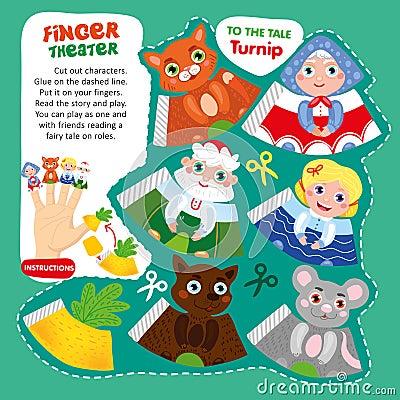 Kid Tale Finger Theater Game Printable Template Vector Illustration