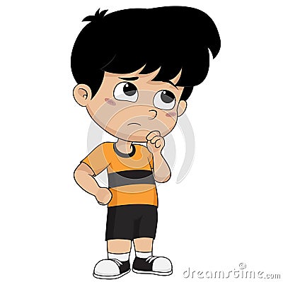 Kid thinking.vector and illustration. Vector Illustration