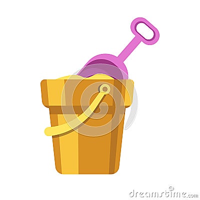 Kid toy or children plaything sand bucket scoop vector icon Vector Illustration