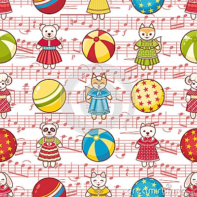 Kid toy seamless pattern. Design element Vector Illustration