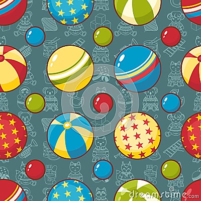 Kid toy seamless pattern. Design element for postcard, banner, flyer Vector Illustration