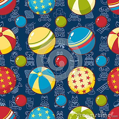 Kid toy seamless pattern. Design element for postcard, banner, flyer Vector Illustration