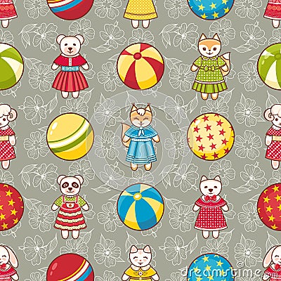 Kid toy seamless pattern. Design element for postcard, banner, flyer Vector Illustration