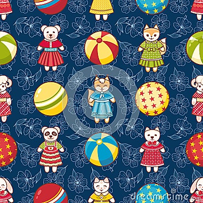 Kid toy seamless pattern. Design element for postcard, banner, flyer Vector Illustration