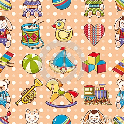 Kid toy seamless pattern. Design element for postcard, banner, flyer Vector Illustration