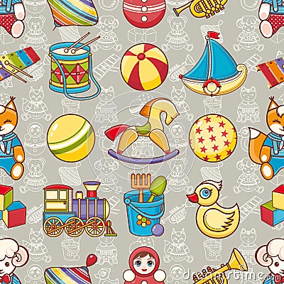 Kid toy seamless pattern. Design element for postcard, banner, flyer Vector Illustration