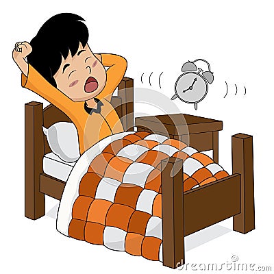 Kid wake up in the morning. Vector Illustration