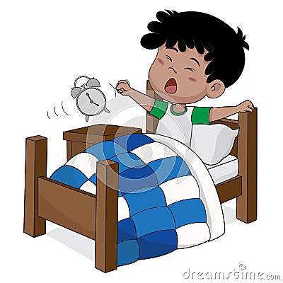 Kid wake up in the morning. Vector Illustration