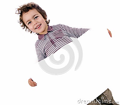 Kid with white sheet Stock Photo