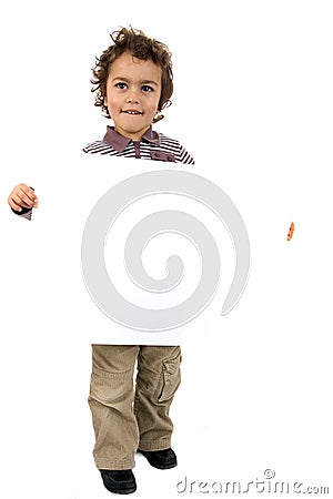 Kid with white sheet Stock Photo