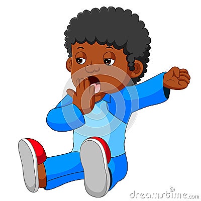 Kid yawning and stretching Vector Illustration