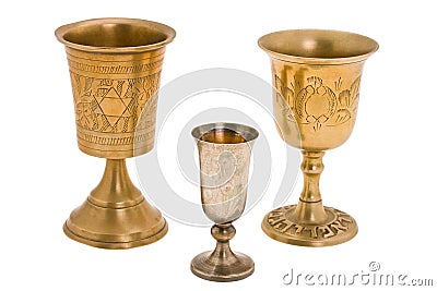 Kiddish cup with wine Stock Photo