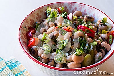 Kidney Bean Salad with Tomatoes, Parsley and Dill / Borulce Salatasi / Salata. Stock Photo