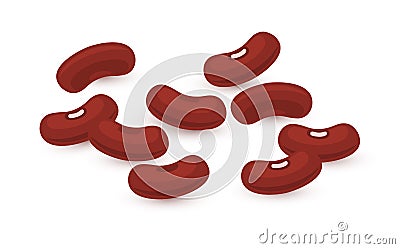 Kidney beans legume red brown seed. Kidney bean plant vegetable silhouette flat illustration Vector Illustration